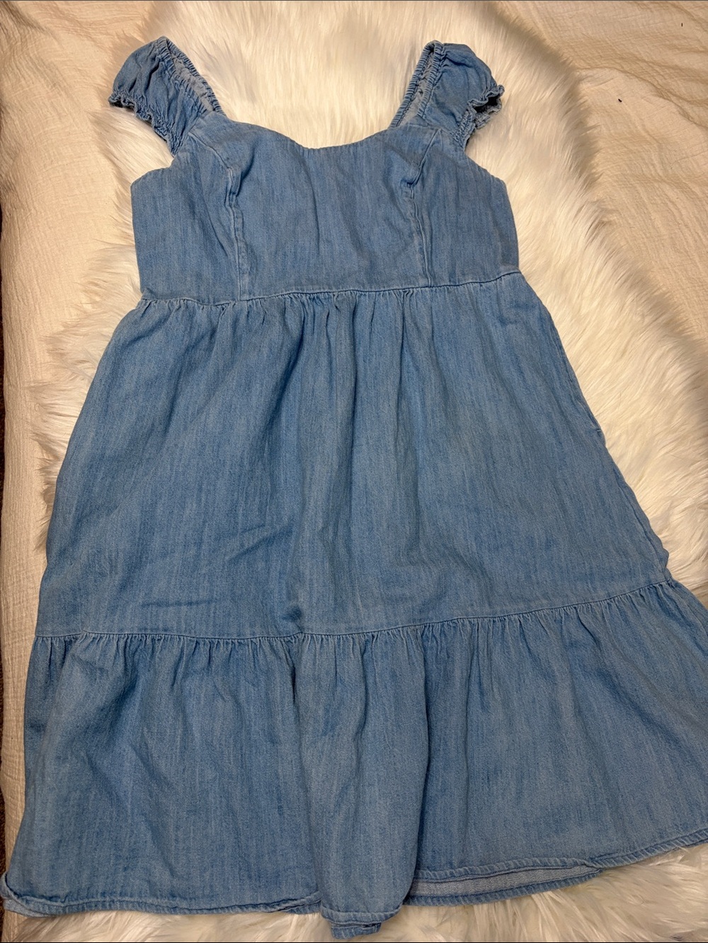Old Navy Chambray Denim Tiered Mini- Sundress